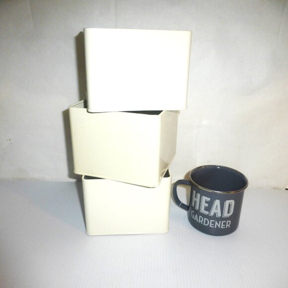 3 PLANTERS Garden Planter Gardener COFFEE MUG Steel Cup Garden Seeds Bulbs Plant - Picture 3 of 10